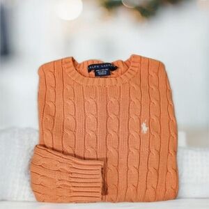 Ralph Lauren 100% Cotton Women's Soft Orange Crewneck Sweater Size--Small